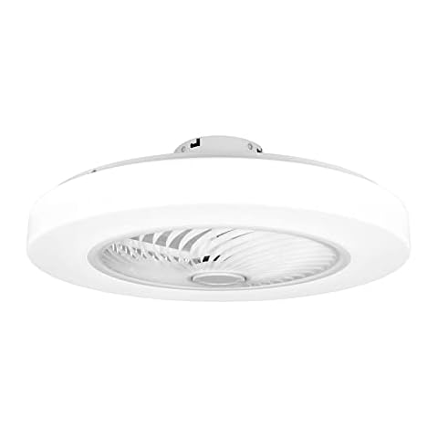 Noaton 12058 W Triton Ceiling Fan with Lighting, White, LED Dimmable, 3 Colour Temperatures, Remote Control, Timer, Air Flow up to 50 m3/min, for Living Room, Bedroom, Diameter 58 cm Cover