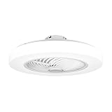 Deckenventilator mit Beleuchtung Noaton 12058W Triton, Weiß, LED Dimmbar, 3 Farbtemperaturen, Fernbedienung, Timer, Luftdurchsatz bis zu 50 m3/min, für Wohnzimmer Schlafzimmer, Durchmesser 58cm