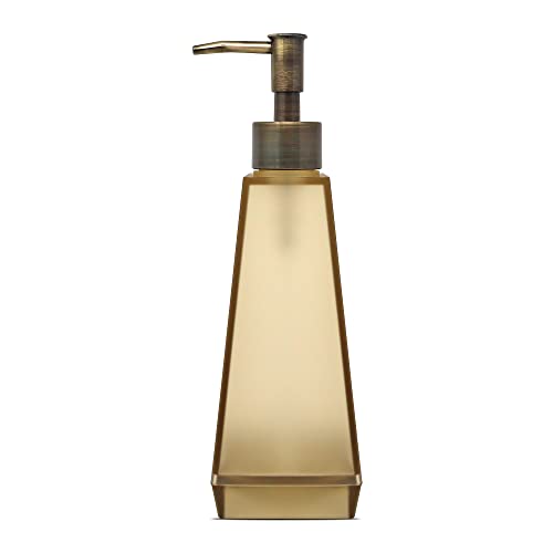 Nadi Collection | Dispensador dosificador jabón líquido | Serie Vidre | Plástico | 340ml | para baño, Cocina, Ducha | 6cm Largo x 6cm Ancho x 22 cm Alto (Oro) Cover