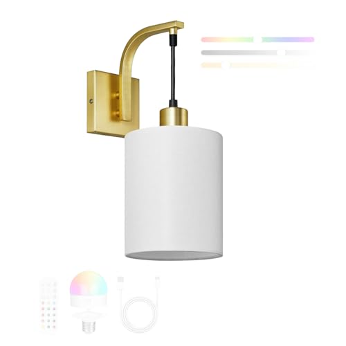 Aplique de pared LED de 30cm con enchufe interruptor y mando regulable