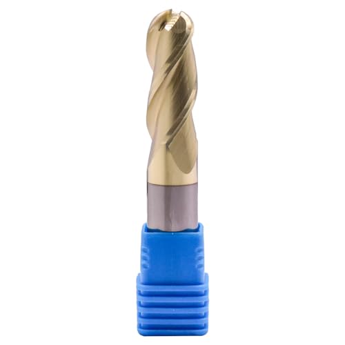 Image of 1 /2 inch 3 Flute Ball Nose Solid Carbide End Mill for Aluminum - ZrN Coated | 37 Degree Helix, 1 /2 inch Cutting Diameter, 1 /2 inch Shank Diameter, 1-1 /4 inch Length of Cut, 3 inch Overall Length