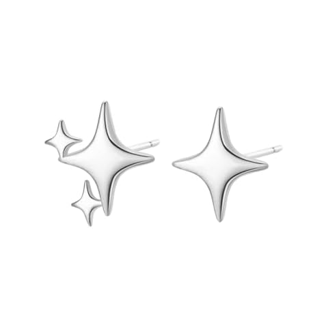 Star Earrings for Women - Gold/Silver Star Stud Earrings for Women Dainty Tiny Stud Hypoallergenic Earrings Piercing for Women (Star Stud - Silver B) Cover