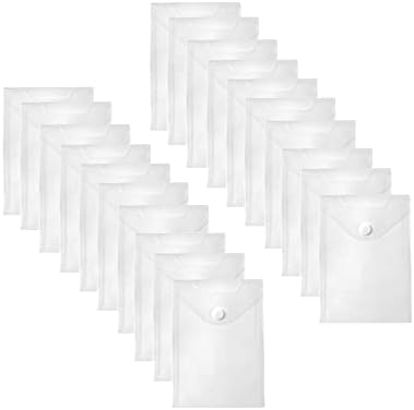YESSART 7x9 Clear Plastic Envelopes Hook Loop Closure Receipt Stickers Storage Holder 20 Pack