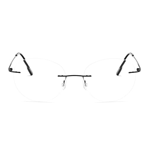 KoKoBin Round Rimless Reading Glasses Super Light Titanium Alloy Reading Aid for Men and Women black, 1/1.5/2/2.5/3/3.5 - Image 2