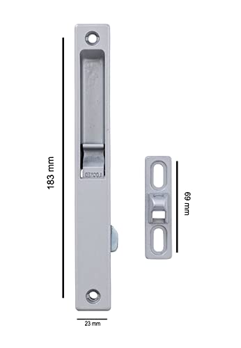 Image of Metal Body Concealed Handel-Cum-Latch for Aluminium Sliding Door & Windows Lock Set of 1 Pair (Black)