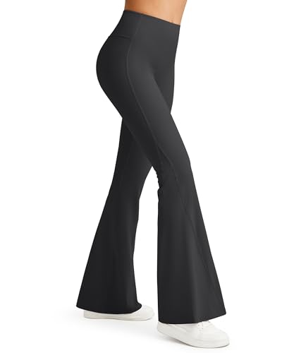 G4Free Ribbed Flare Yoga Pants for Women High Waisted Bell Bottom Leggings Tummy Control Petite/Regular/Tall