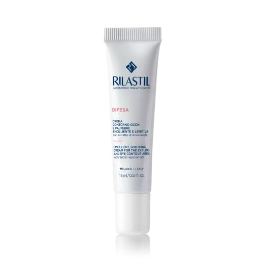 Rilastil Difesa Crema Contorno Occhi e Palpebre Emolliente e Lenitiva per Pelli Sensibili e Reattive, Senza Conservanti e Profumo, Confezione da 15 ml