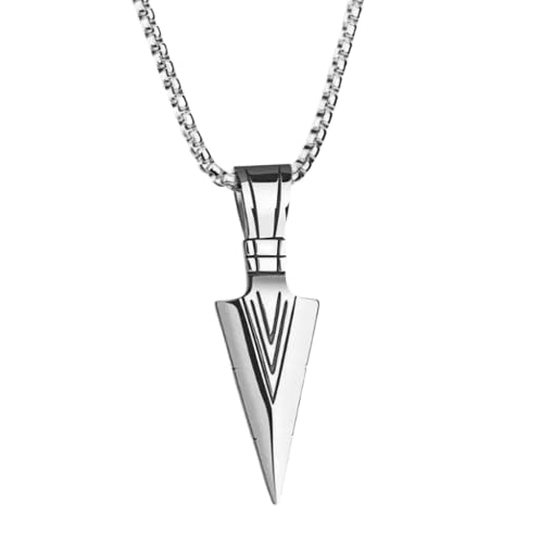 STYLE KRAFT Trendy Men's Jewellery Black Silver Pendant Necklace For Men Boys Stainless Steel Arrow Head Chain Pendant Locket For Men Boys Jewelry Gift For Him Birthday Gift-image-47