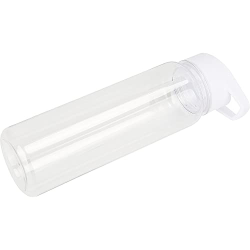 GearTek Tritan Clear Water Bottle | BPA Free 700 ml Sports Water Bottle with Straw | Leak Proof Re-Usable Flip Top Drinks Bottles for Outdoors, Gym, Cycling and Schools (Clear)