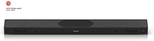 SHARP HTSBW420BK 2.1 Soundbar Stereo 220 W (WiFi, aplikacja, Bluetooth, HDMI, optyczny, AUX-IN (3,5 mm), 4K, szerokość: 100 cm), wbudowany subwoofer, All-in-One Premium Slim-Slim-Design, czarny