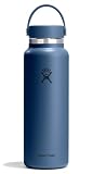 Hydro Flask Water Bottle - Insulated Stainless Steel - Wide Mouth Flex Lid, Non Spill, Leakproof and Refillable in 40 Oz Harbor Blue