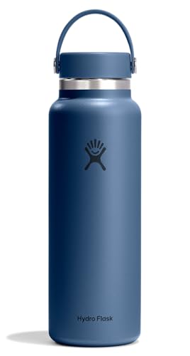 Hydro Flask Water Bottle - Insulated Stainless Steel - Wide Mouth Flex Lid, Non Spill, Leakproof and Refillable in 40 Oz Harbor Blue