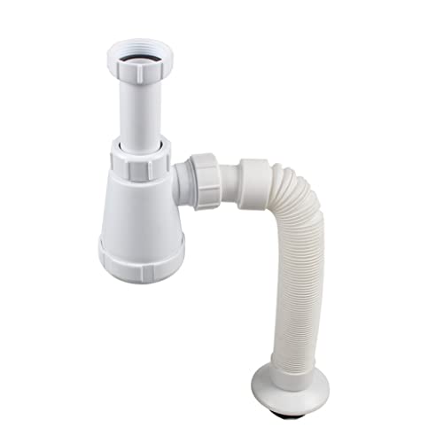 Conector de drenaje de agua con manguera ajustable y resorte para residuos de baño 2