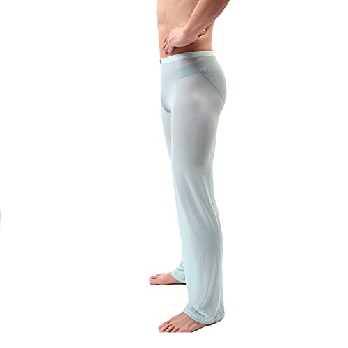 cloudmall Mens Ice Silk Long Yoga Pant Low Rise Elastic Stretchy Nightwear Pajama Bottoms3