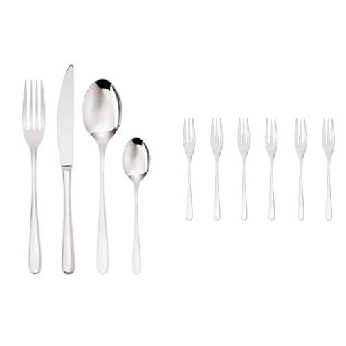 Sambonet Taste Besteck-Set (24-teilig) für 6 Personen, 24-teilig: 6 Gabeln, 6 Löffel, 6 Messer, 6 Teelöffel + Taste Besteck-Set (6-teilig) Edelstahl 18/10, Modernes Design, Spülmaschinenfest