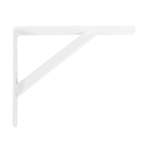 Amig - Soporte para Estanterías de Pared - Escuadra para Estanterías - Ángulo para Estantes - Acero - Color Blanco - Medida: 200x125 mm - Peso máx. recomendado: 320 Kg