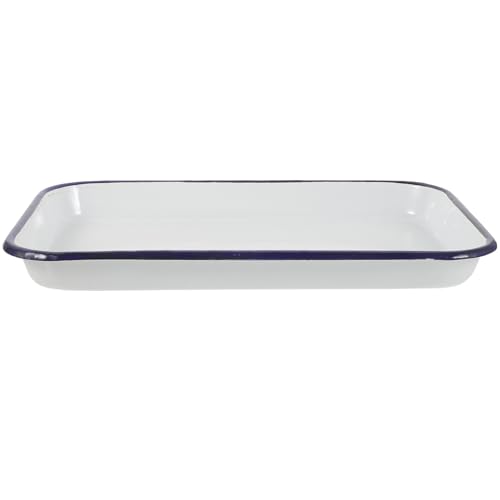 RUNROTOO Bandeja Esmaltada Rectangular para Horno 20x30 Cm, Resistente al Calor, Multifuncional para Hornear Pizza, Crepes y Pasteles, Apta para Lavavajillas y Uso en Cocina Profesional
