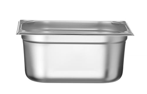HENDI Recipiente GN 1/2,contenedor GN,esquinas reforzadas,resistente a Temperaturas de -40° a 300°C,apto para hornos,congeladores,calientaplatos,baño María,9.5L,325x265x(H) 150mm,acero inoxidable