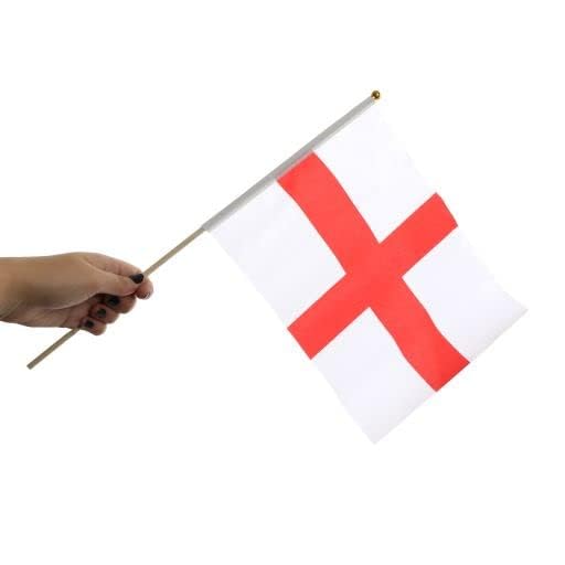 England Hand Waving Flags - Pack of 50 - English Polyester Flag Hand Wavers - Football Sports Supporter Accessory for St George's Day World Cup and Sporting Events