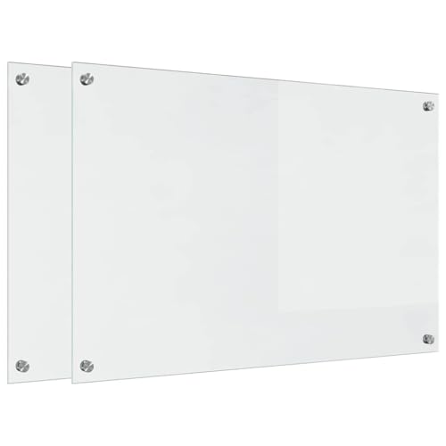 vidaXL Küchenrückwand 2 pcs Transparent 90 x 60 cm Gehärtetes Glas, Moderner, stabiler Küchenoberflächen-Style: Hitzebeständige Glasrückwand für coole Upgrades und modernen Flair
