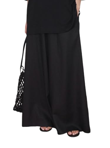 Palazzo Pants for Women - Wide Leg Flowy Dress Pants - Elastic Stretch Waist Womens Wide A-line Culottes with Pockets