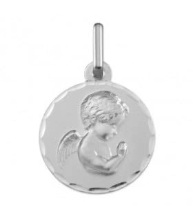 Médaille religieuse Ange Raphaël en Or blanc 9 carat Argyor