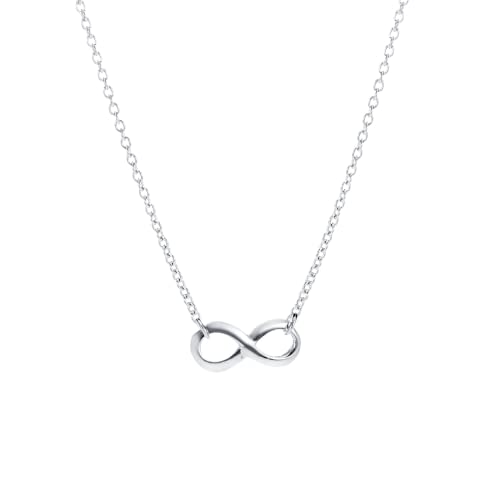 Heather Needham - Collar infinito de plata de ley para mujeres y niñas, elegante dije de 6 x 13 mm, 40,6 cm de longitud, regalo eterno para ella, Plata esterlina