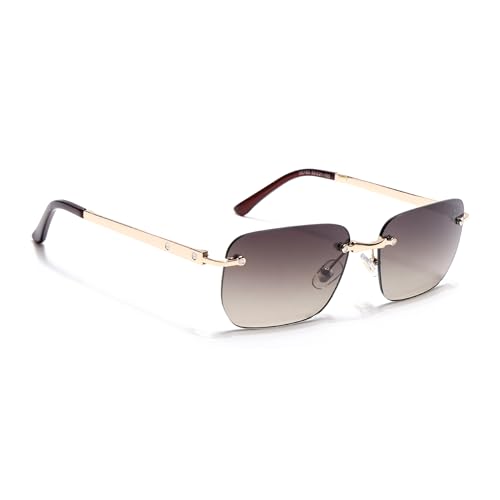 Image of Voyage Rimless Polarized Sunglasses for Men & Women (Black Lens | Black Frame - MG7601)