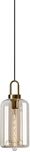 Lustre suspension en verre soufflé ambre vintage dore cuisine