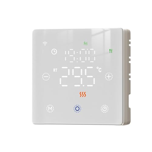 Asixxsix Termostato Inteligente, Termostato Programable WiFi con Detección de Presencia Humana y Control de Voz, para Tuberías de Agua y Calentamiento de Calderas