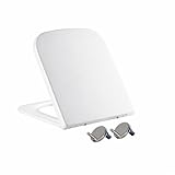 Mass Dynamic Asiento de inodoro cuadrado con cierre suave y liberación rápida para una fácil limpieza, asiento de inodoro universal para inodoros de forma cuadrada, fijación superior, fácil
