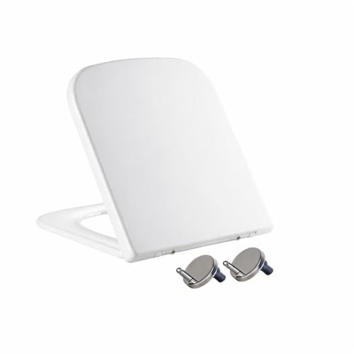 Mass Dynamic Square Toilet Seat for Square Pans Soft Close Quick Release Top Fixing 40 x 36 cm White