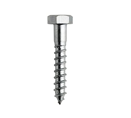 DOJA Barcelona | Vis Tirefond M6x50mm | Lot de 50 | Acier Zinguée à Tête Hexagonale | Pour Visserie, Support Poteau, Cheville, Panneau, Portillon Bois