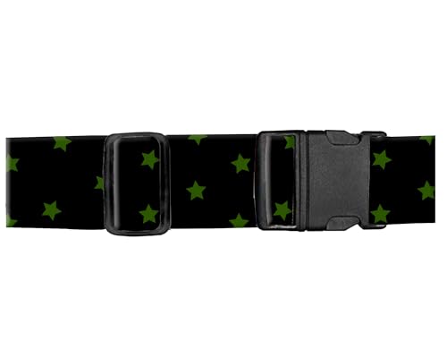 Image of Luggage Straps for Suitcases, Adjustable Travel Belt, Durable Wide Luggage Strap, Cute Suitcase Strap Identifiers with Buckle, Bag Straps for Luggage, Black Green Stars