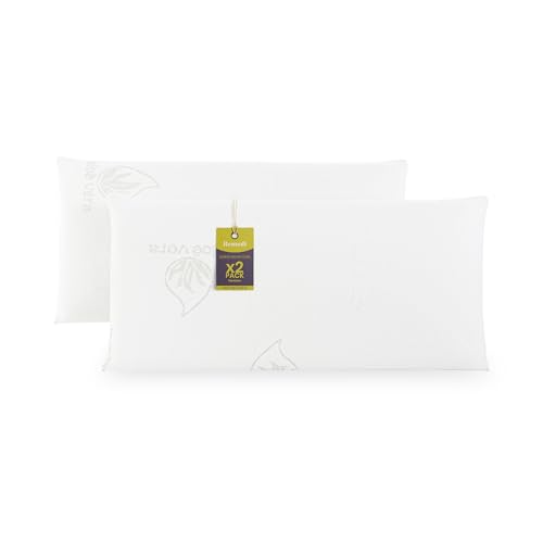 Remedi Almohada Viscoelástica 70x40cm (Pack 2 Unidades) Núcleo Compacto, Almohada Aloe Vera, Firmeza Media, Antiácaros, Almohada Ergonómica, Memory Foam, Funda Lavable 40 Grados, Desenfundable