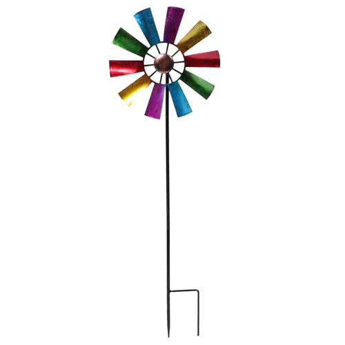 Kichvoe Mulino a Vento Rotante da Giardino in Ferro Battuto, Decorazione Ornamentale Resistente per Esterni, Girandola in Metallo Decorativa per Patio e Cortile Colore Colore Casuale