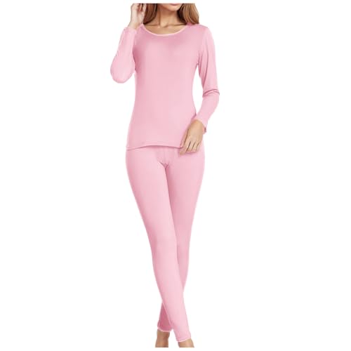 HGps8w Thermal Underwear for Women Ultra-Soft Base Layer Sets Plus Size Top & Bottom Pajamas Cold...