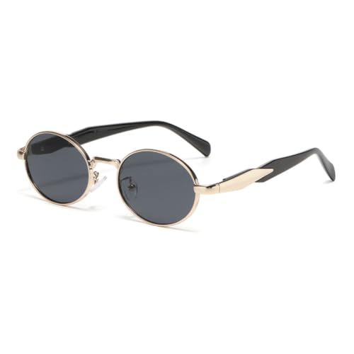 Lunettes de soleil ovales en métal aux finitions soignées et élégantes