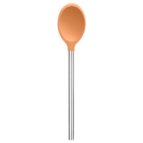 Cuillère à mélanger en silicone abricot au design épuré durable