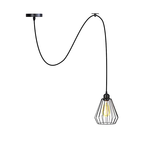 Lustre industriel rustique en métal noir de qualité supérieure HNVBDOPAE