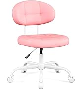 Misolant Vanity Chair com encosto, pequena cadeira de escritório fofa sem braços com rodas e suporte lombar, ...