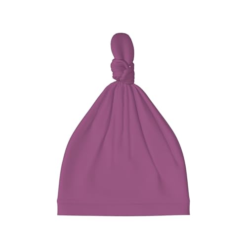 Newborn Baby Hat, Solid Color Grape red Print Soft Top Knot Beanie Cap, Cute Baby Headwear for 0-6 Months