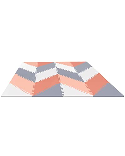 Image of Skip Hop Baby Play Mat, Interlocking Foam Floor Tiles, 70" x 56", Playspot, Grey/Peach