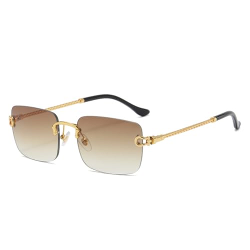 Lunettes de soleil sans monture avec verres dégradés anti-UV style rétro pour femme et homme