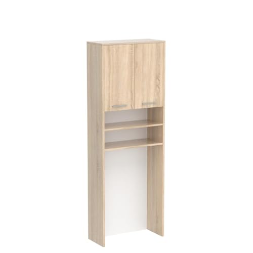 BDW Wasmachinekast 180x64x30 cm, Hoge badkamerkast, Hoge badkamerkast, Badkamermeubel, Badkamerkast, Badkamerplank, Wasmachine, Sonoma Eiken - Afbeelding 6