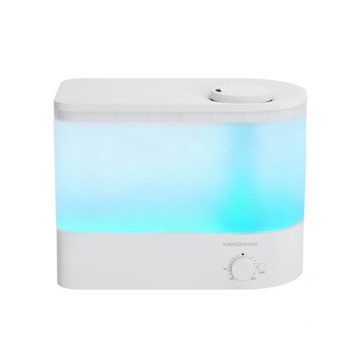 MEGAWISE 2025 Humidifier, 6L Large Capacity, 50H Runtime, Enjoy ultra-quiet, cool mist for your bedroom, nursery, or indoor plants. Top-fill design for effortless convenience (White)