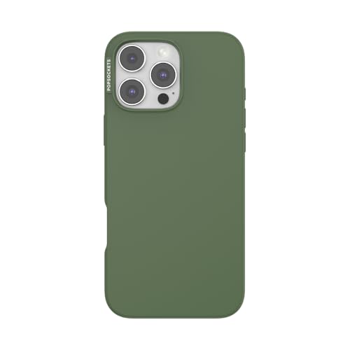 Image of POPSOCKETS Polycarbonate iPhone 16 Pro Max Protective Case Compatible with Magsafe, Phone Case for iPhone 16 Pro Max, Wireless Charging Compatible - Olive