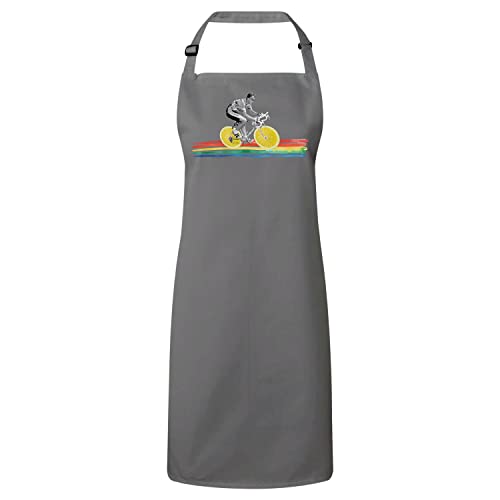 Tablier gris vélo art surréaliste pour cuisiner créatif