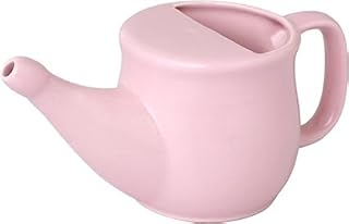 Ancient Impex - Olla Neti de cerámica, a prueba de derrames con 5 sobres de sal Neti, apta para microondas, color rosa, capacidad para 250 ml