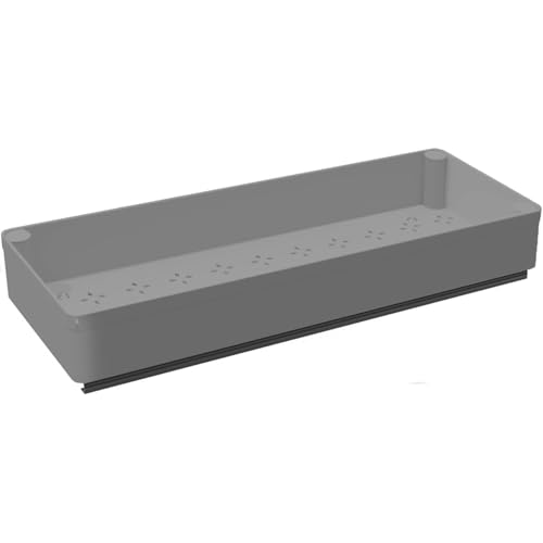 Thaookte Teleskopschublade, Ausziehbare Schubladen-Aufbewahrungsregale für Küchenschränke, Ausziehbarer Schrank Organizer mit Nano-Klebefolie für Küche, Speisekammer und Bad,Kein Bohren,40*15*7cm,Grau